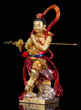 全铜彩绘中坛元帅哪吒三太子神像