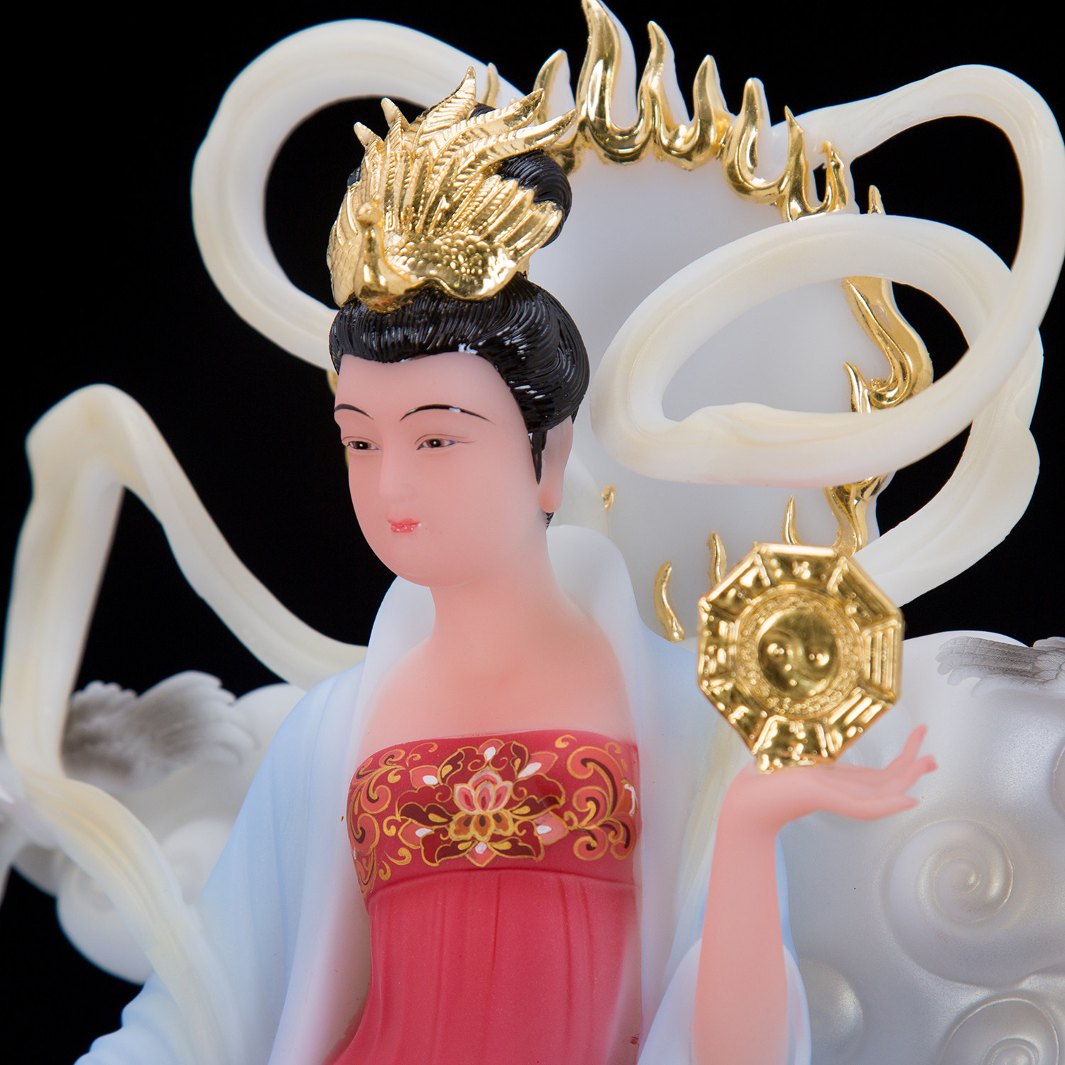 九天玄女神像汉白玉圣丰站九天玄女踏凤飞天玄女像家居摆件