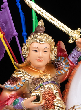 树脂彩绘报马将军护法神像供奉