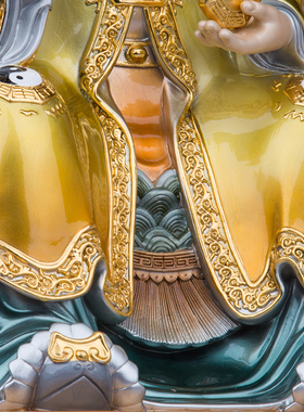 台湾铜雕珐琅彩鸿钧老祖神像纯铜彩绘鸿钧老祖铜像居家供奉摆件