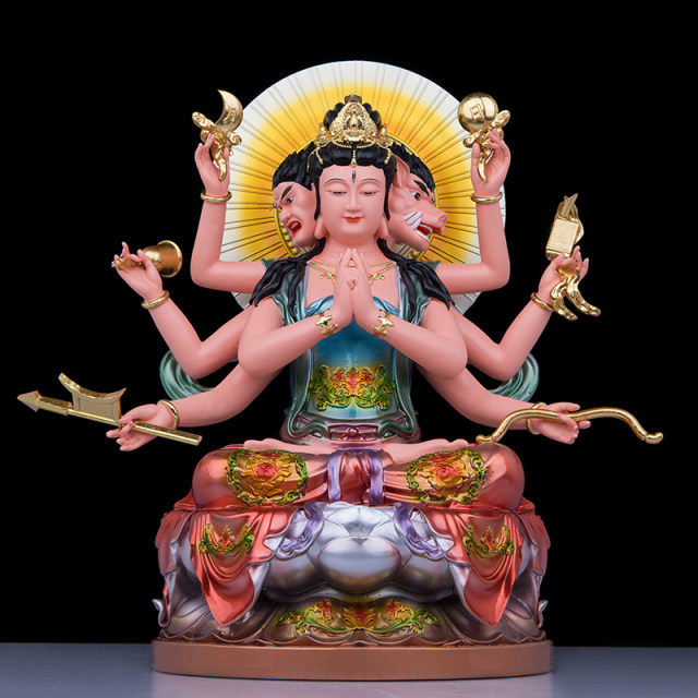 Resin painted Doumu Yuanjun statue ornaments