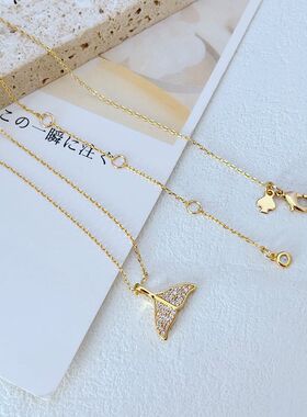 金属十字链女式锆石镶嵌鱼尾项链