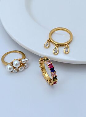 女式金属时尚三件套戒指