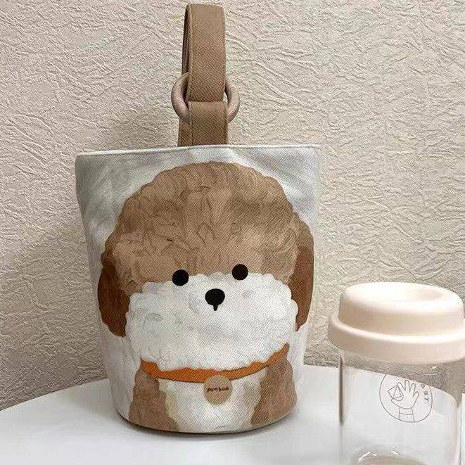 Cute puppy canvas portable lunch bag