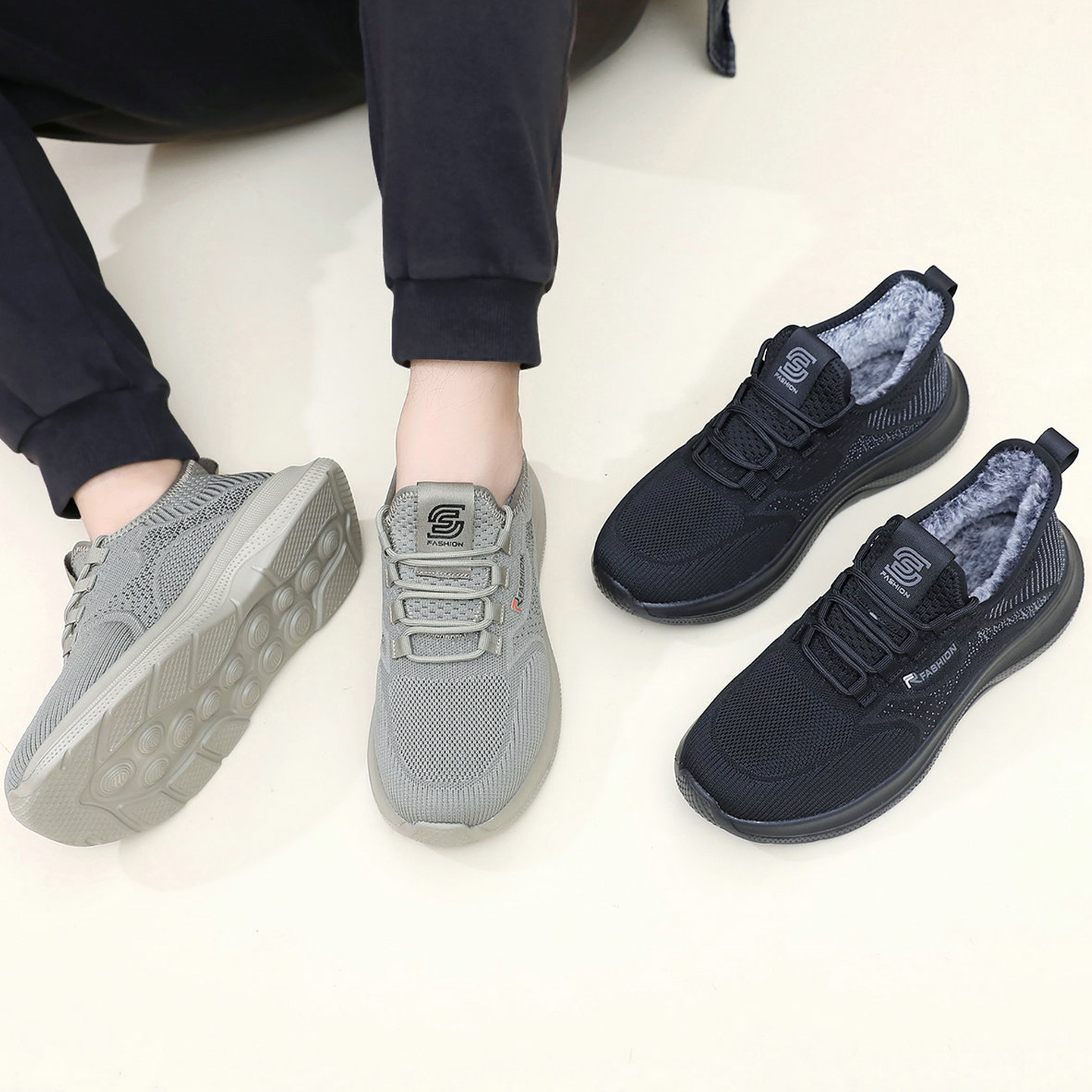 2025新款男士棉鞋冬季老北京加绒保暖鞋运动飞织软面爸爸休闲防寒 - 图3