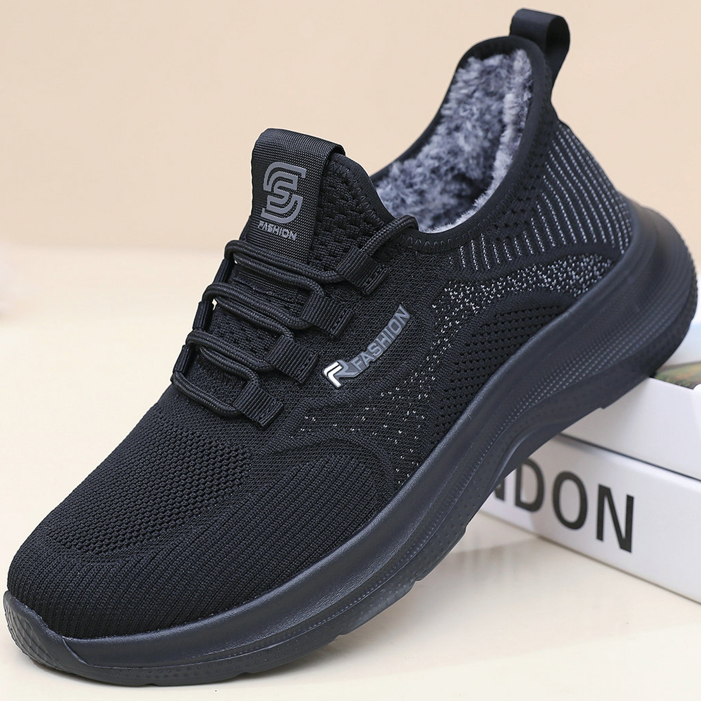 2025新款男士棉鞋冬季老北京加绒保暖鞋运动飞织软面爸爸休闲防寒 - 图0