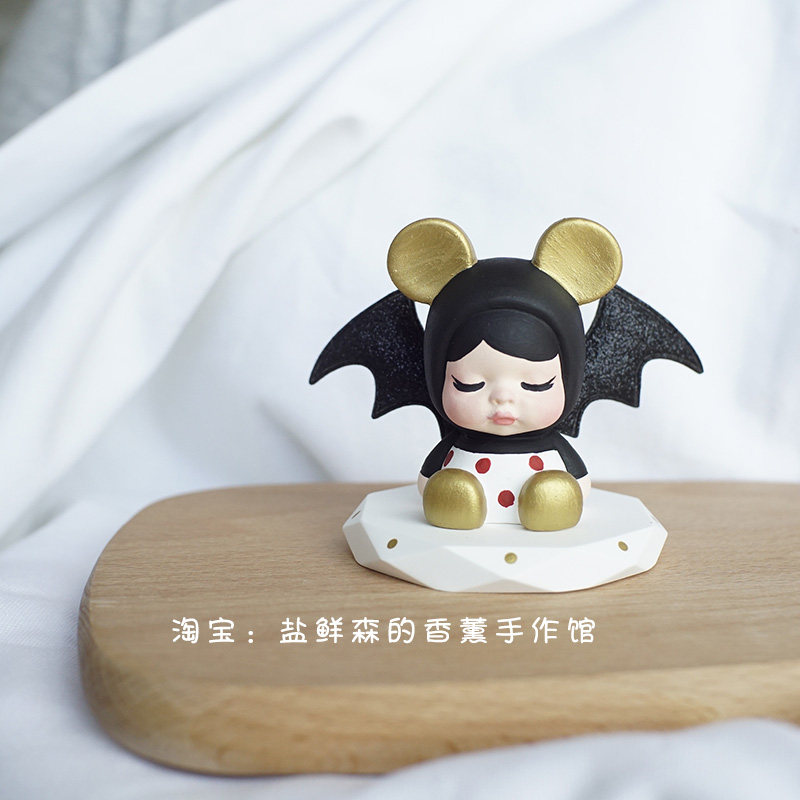 创意手绘德古拉小伯爵睡眠宝宝汽车装饰用品中控内饰石膏车载摆件