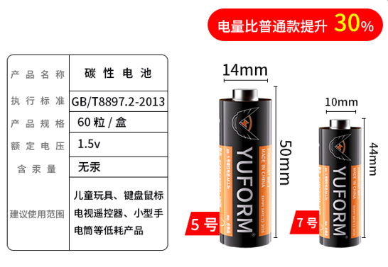 电池5号7号电池1.5大容量碳性玩具电池钟表电子秤电视空调遥控器 - 图2