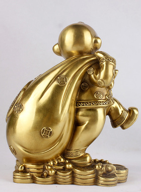 纯铜猴子客厅摆件办公桌装饰品