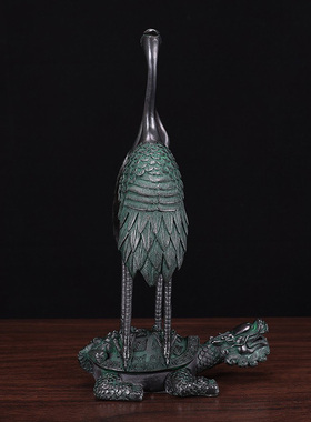 铜仙鹤延年客厅办公桌面摆件