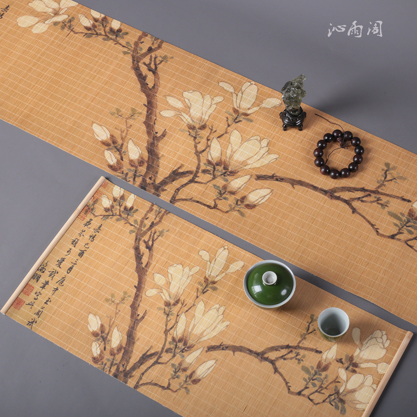 手工高端国风茶席名画禅意手工竹编桌旗加厚隔热垫茶台垫布主人席,淘宝优惠券,粉丝福利购,淘宝优惠卷