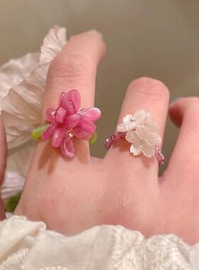 New Romantic Cute Violet Flower Ring Spring Summer Elastic B