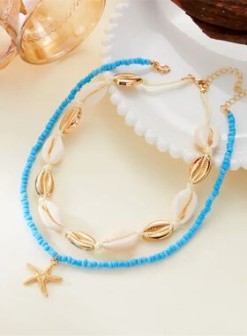 Boho Adjustable Choker Necklace for Women, Multilayer Starfi