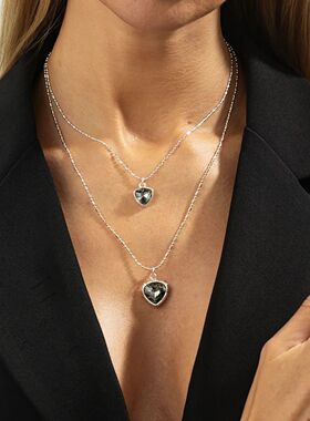 Unique Acrylic Black Stone Pendant Necklace Minimalist Multi