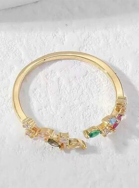 Exquisite Colorful Horse Eye Zircon Leaf Rings for Women Vin