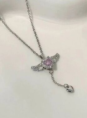 Y2K Star Zircon Pendant Necklace, Punk Heart Clavicle Chain