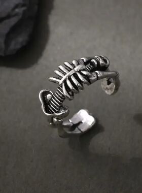 Vintage Skull Bones Rings Men Adjustable Opening Punk Evil R
