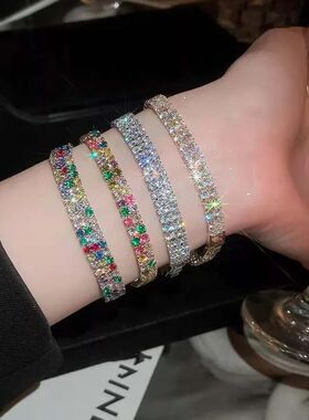 Luxury Rainbow Colorful Zircon Bracelet for Women Girls Spar