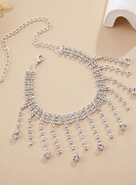 Exquisite Cubic Zirconia Chain Anklet for Women Fashion Silv