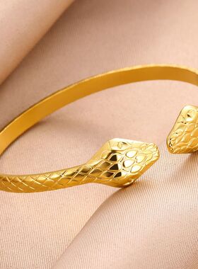 Stainless Steel Snake Bangle Bracelet For Women Vintage Gold