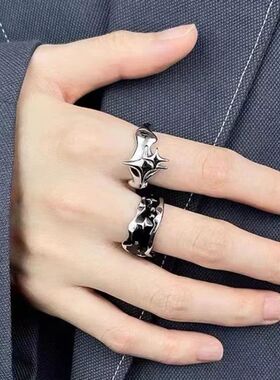 Silver Color Irregular Stars Rings Vintage Gothic Ring for M
