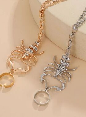 GUFTM Punk Grunge Gold Color Inlaid Zircon Scorpion Bracelet