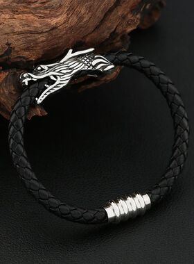 Vintage Stainless Steel Chinese Style Dragon Bracelets For M