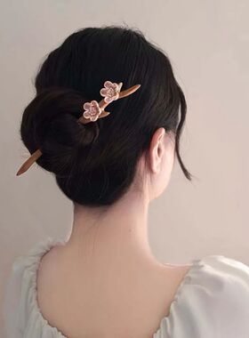 Chinese Style Pink Peach Blossom Hair  for Women Girl Hairpi