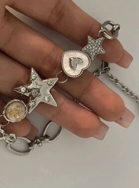 Aesthetic Heart Star Chain Bracelet All-match Fairy Love y2k