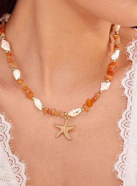 Bohemian Starfish Conch Pendant Necklaces For Women Colorful