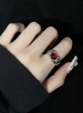 Irregular Stone Rings Y2K Aesthetic Girl Hollow Red Ring for