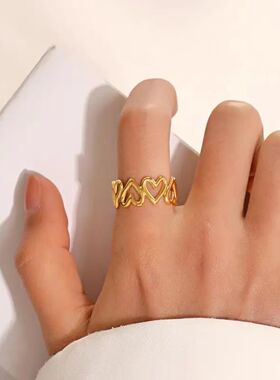 Fashion Unique Stainless Steel Heart Love Hollow Rings for W