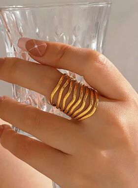 Stainless Steel Multi-Layered Line Rings for Women Men Vinta