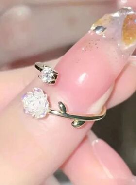 Rose Cherry Blossom & Tulip Flower Opening Ring, Adjustable