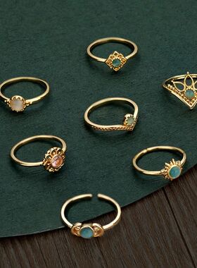 Stainless Steel Opal Finger Rings For Women Fashion Adjustab