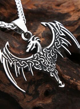 Vintage Viking Flying Dragon Pendant Necklaces For Man 316L