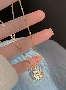 Retro Gold Rose Flower Necklace for Women, Elegant Metal Cir