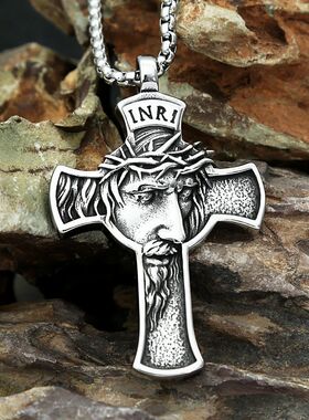Vintage  Cross Pendant Necklace For Men Women 316L Stainless