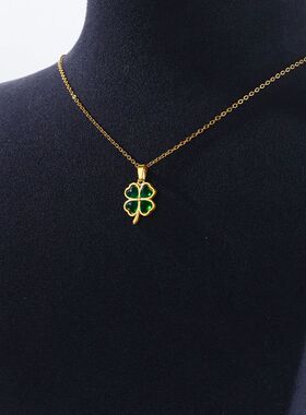 Four Leaf Clover Stainless Steel Necklaces For Women Green Z