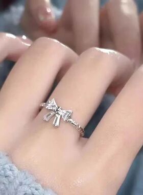 Romantic Lovely White Bowknot Rings Female Girls Exquisite J
