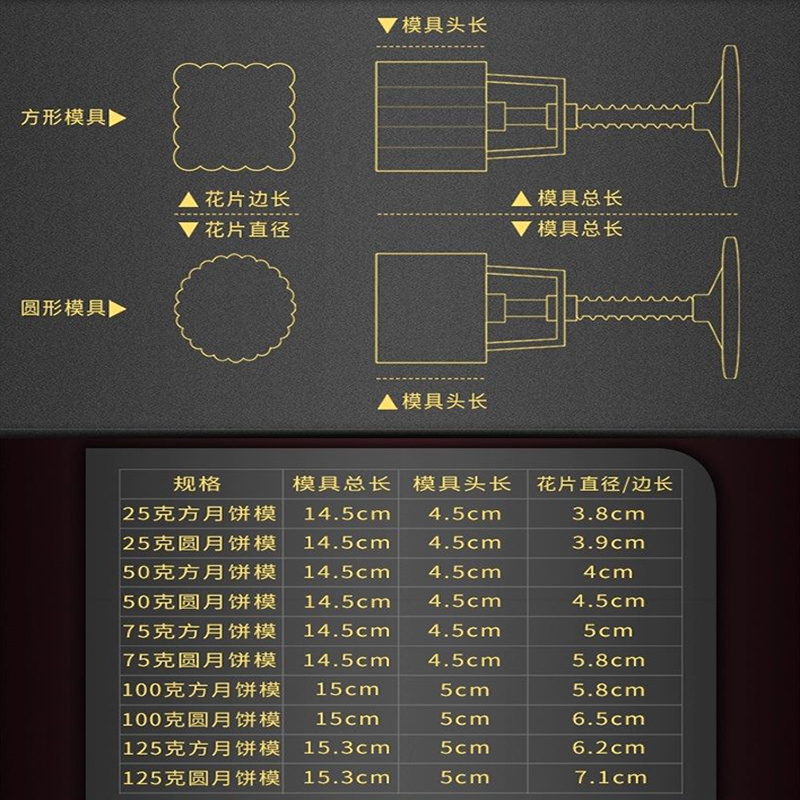 月饼模型印具清明果模具家用压花糕定制刻字中秋手压模定绿豆青团