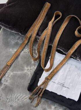 欧美轻奢编织流苏项链时尚个性满钻长款流苏长项链小众设计款项链