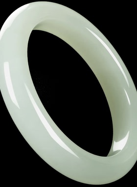 天然和田玉手镯晴水扁条青白玉镯子正品玉石平安镯母亲节礼物