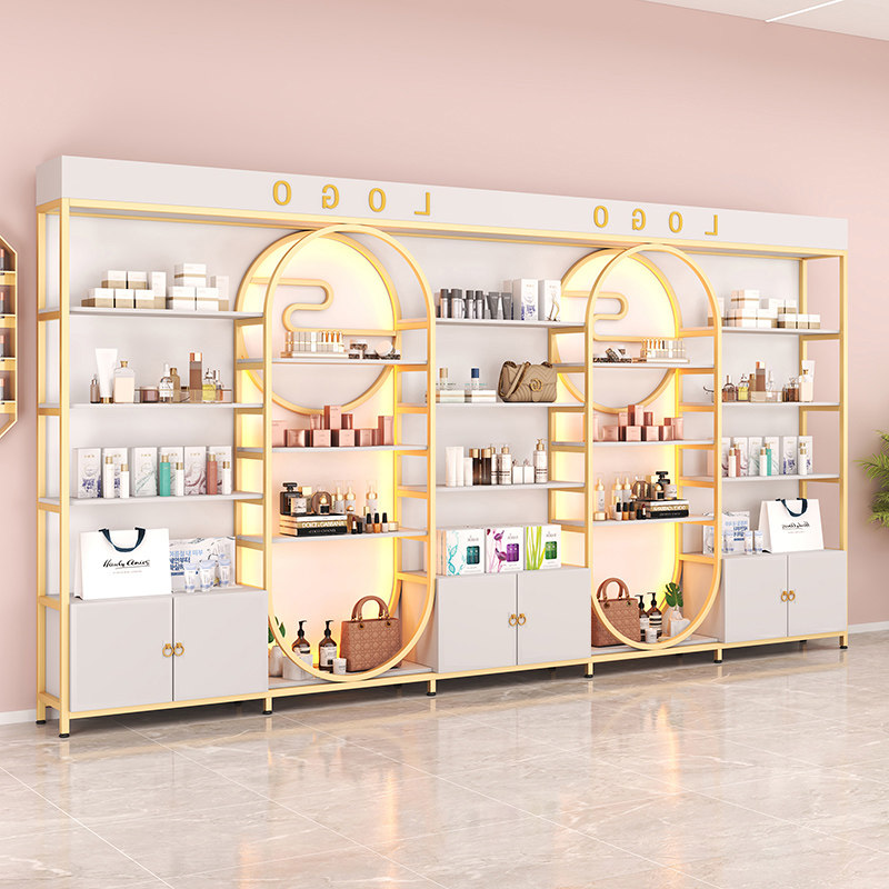 化妆品产品展示柜美容美甲展示架美甲店护肤品彩妆柜子理发店带灯,淘宝优惠券,粉丝福利购,淘宝优惠卷