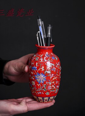 新中式陶瓷德化桌面花器精致轻奢