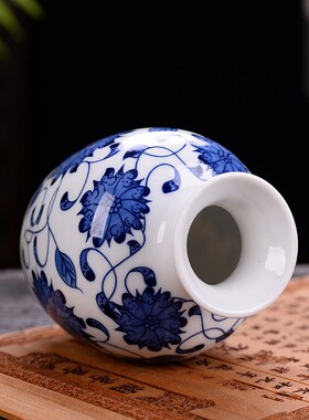 新品青花瓷花瓶陶瓷茶道配件古典
