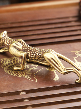 纯铜花豹车载装饰居家复古风摆件