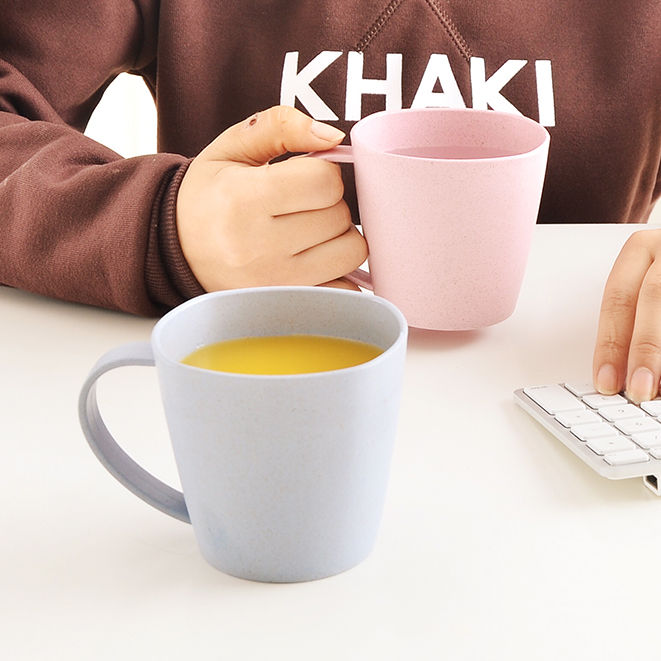 水杯小麦秸秆奶茶学生创意简约牛奶杯情侣带手柄咖啡杯家用牙刷杯