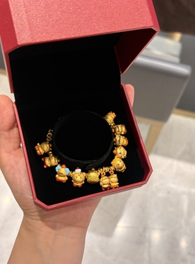 足金999水豚噜噜手串吊坠黄金噜噜手串磁吸噜噜噜妹情侣噜噜可爱