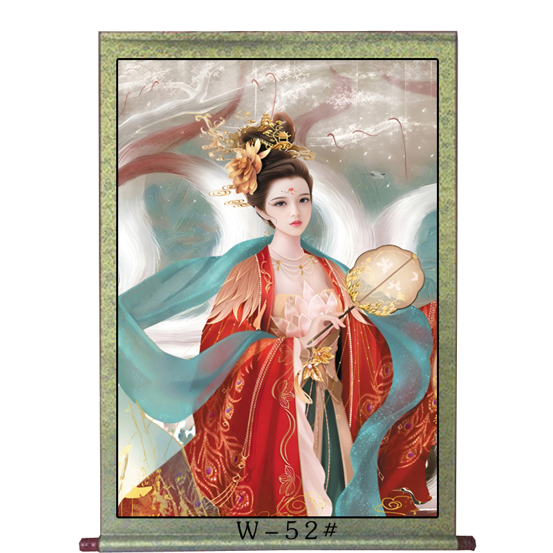 黑狐画像古风美女仙女九尾画像卷轴挂画胡家五大家客厅堂口装饰画 - 图2